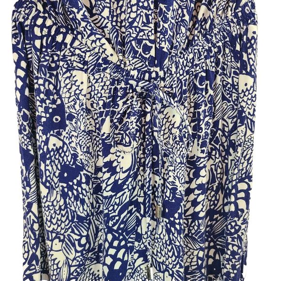 Lilly Pulitzer Target Women's (XS) Blue & White Upstream Fish Strapless Jumpsuit - Picture 4 of 8